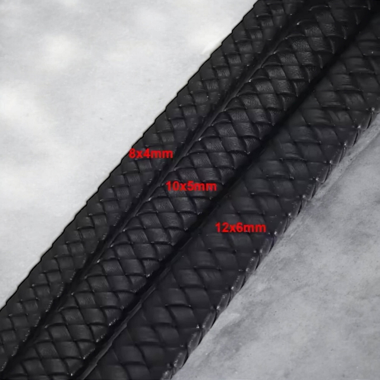 Náramek kožený masivní červený na magnetické zapínání - nerez počerněná