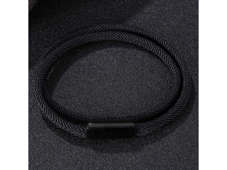 Náramek provázkový minimalistický s nerezovým magnetickým zapínáním černým