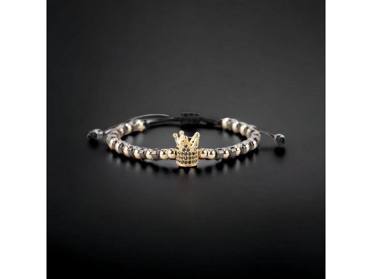 Náramek z minerálů s korunkou - univerzální velikost