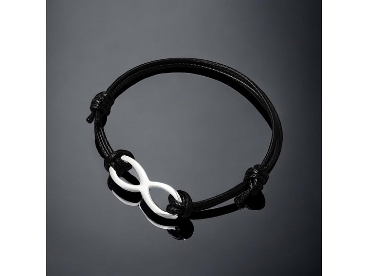 Náramek černý provázkový - KŘÍŽEK nerezový