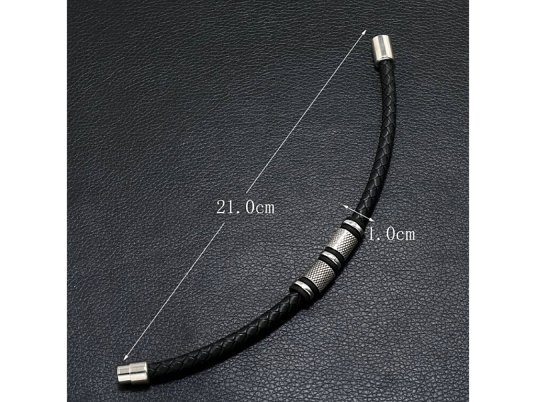 Náramek kožený se stříbrnými prvky