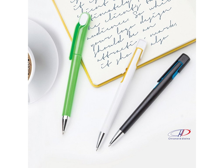 Guľôčkové pero, modrá náplň , yellow/white