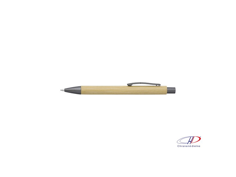 Bambusové a plastové guľôčkové pero , gun metal