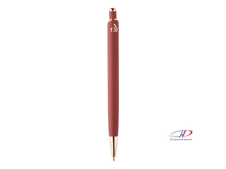 Pogumované guľôčkové pero z recyklovaného hliníka , wine red