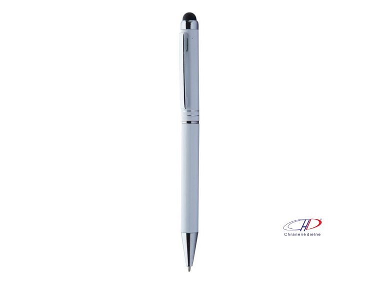 Dotykové guľôčkové pero, modrá náplň , white