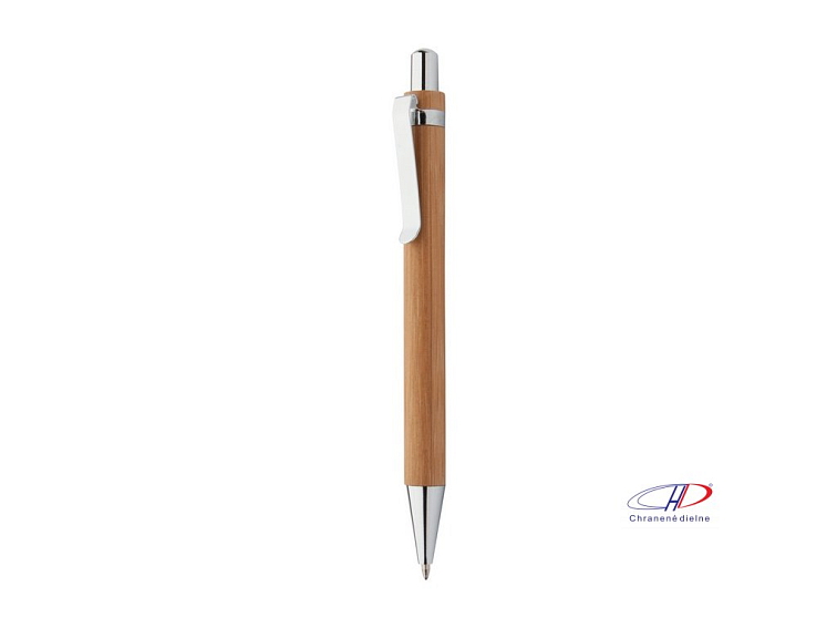 Bambusové guľôčkové pero, čierna náplň , natural