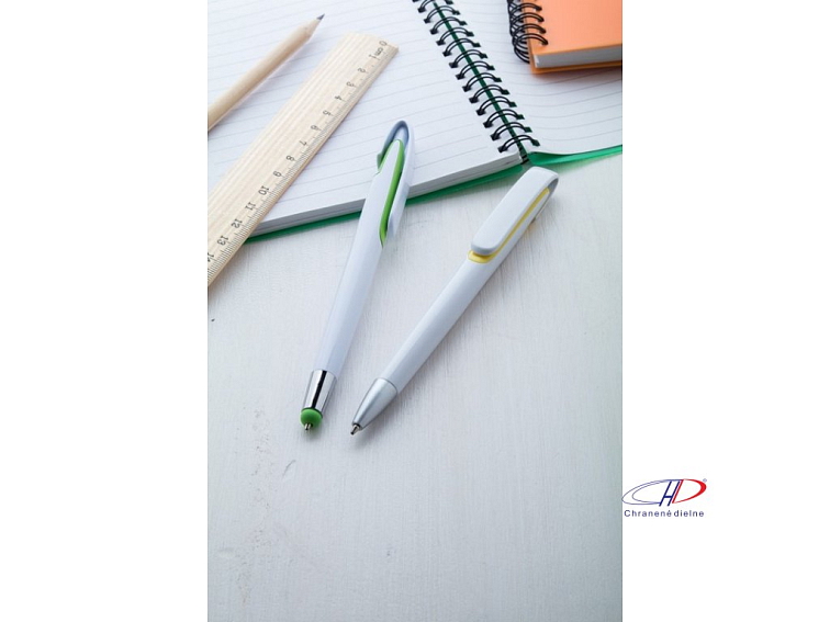 Guľôčkové pero, modrá náplň , yellow/white