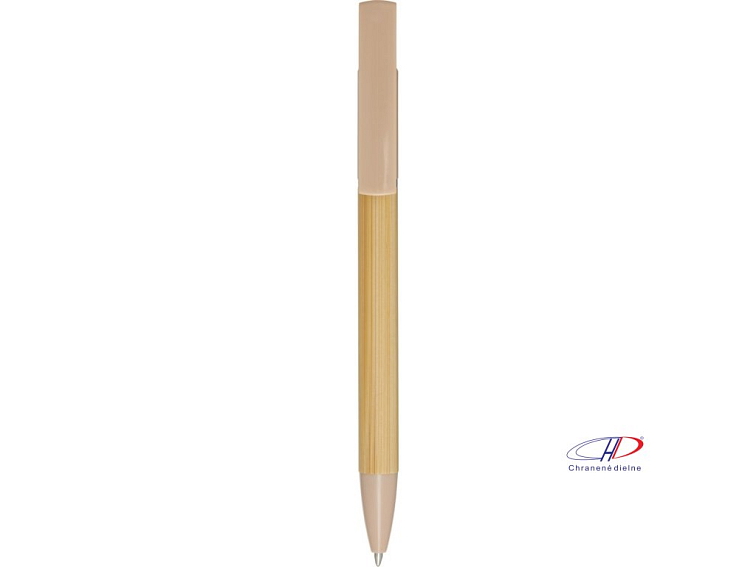 Bambusové pero so stojanom na mobil (modrá náplň) , oatmeal