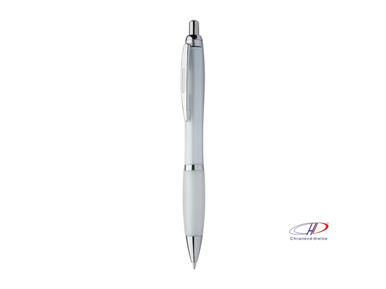 Plastové guličkové pero, modrá náplň , white