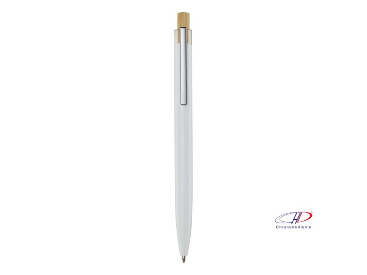 Guľôčkové pero Nooshin s z rec. hliníku (čierna náplň) , white