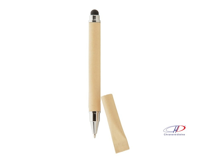 Dotykové guľôčkové pero z recyklovaného papiera , natural