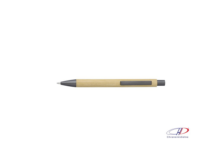 Bambusové a plastové guľôčkové pero , gun metal