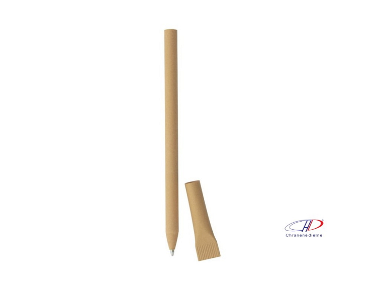 Recyklované papierové guľôčkové pero, modrá náplň , natural