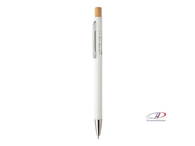 Pogumované pero z recyklovaného hliníka (modrá náplň) , white