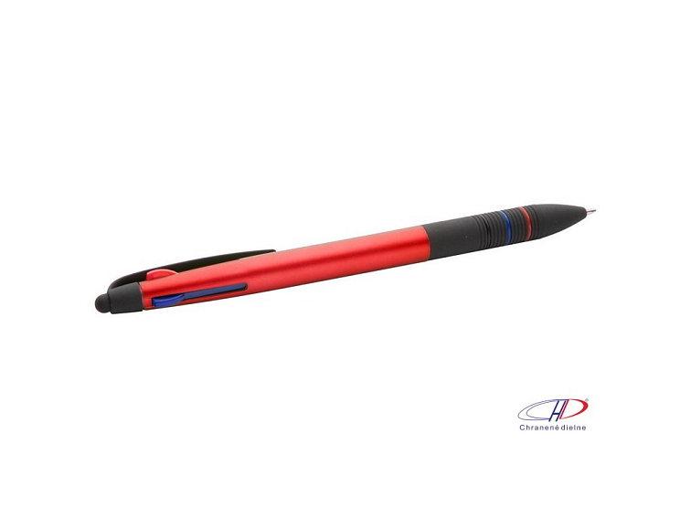 Dotykové guľôčkové pero, modrá náplň , red/black