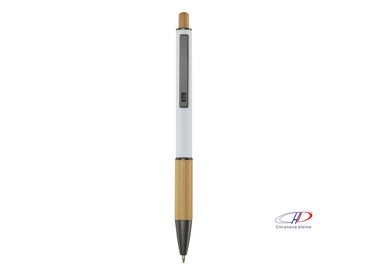 Guľôčkové pero Darius z rec. hliníku (modrá náplň) , white