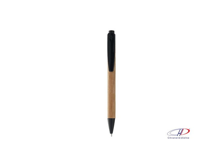 Guľôčkové pero z bambusu (čierna náplň) , Natural,solid black