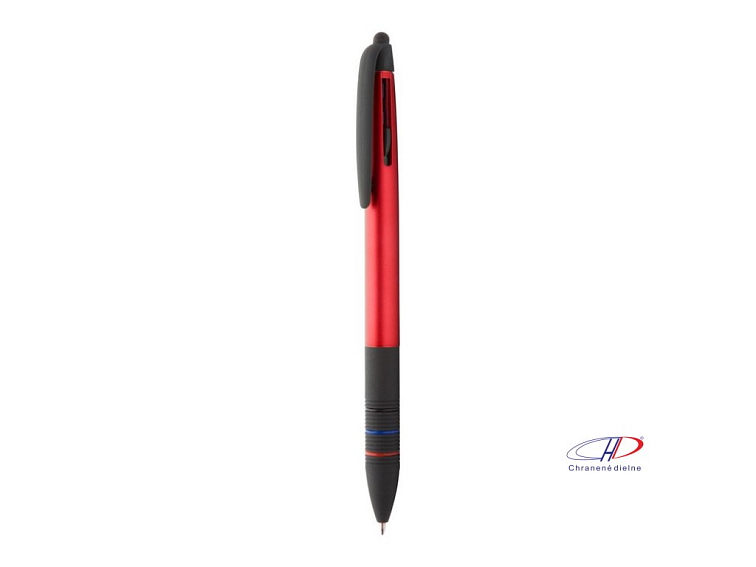 Dotykové guľôčkové pero, modrá náplň , red/black
