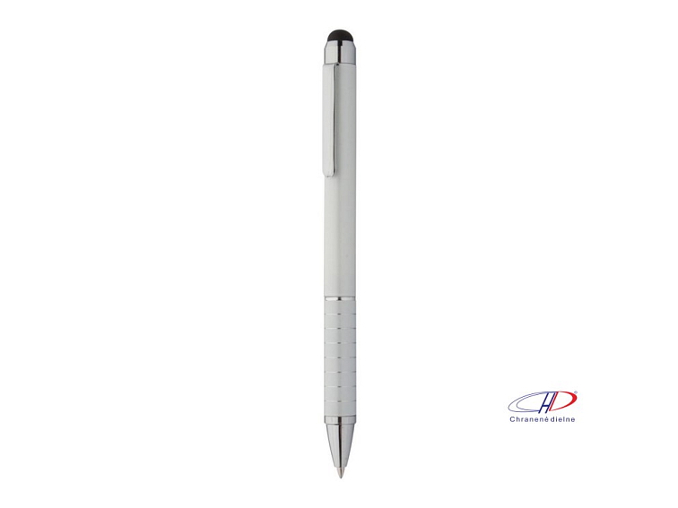 Dotykové guľôčkové pero, modrá náplň , white