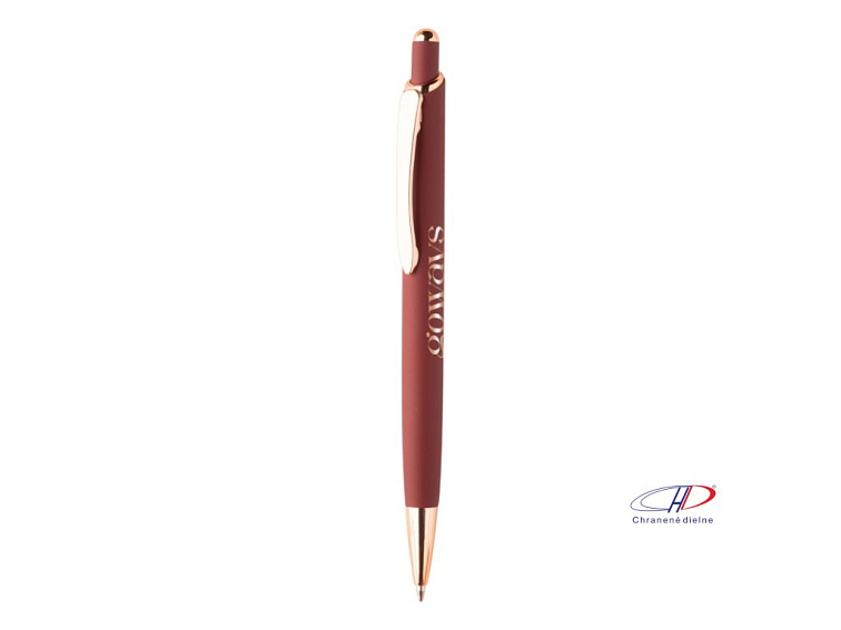 Pogumované guľôčkové pero z recyklovaného hliníka , wine red