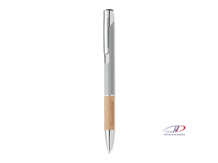 Hliníkové pero s bambusovým úchopom , Silver