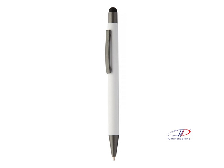 Dotykové guľôčkové pero, modrá náplň , white