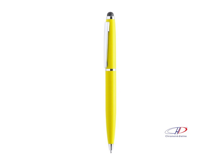 Dotykové guľôčkové pero, modrá náplň , Yellow