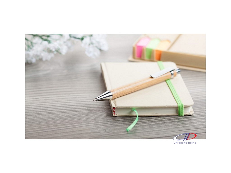 Guľôčkové pero z bambusu, modrá náplň , natural