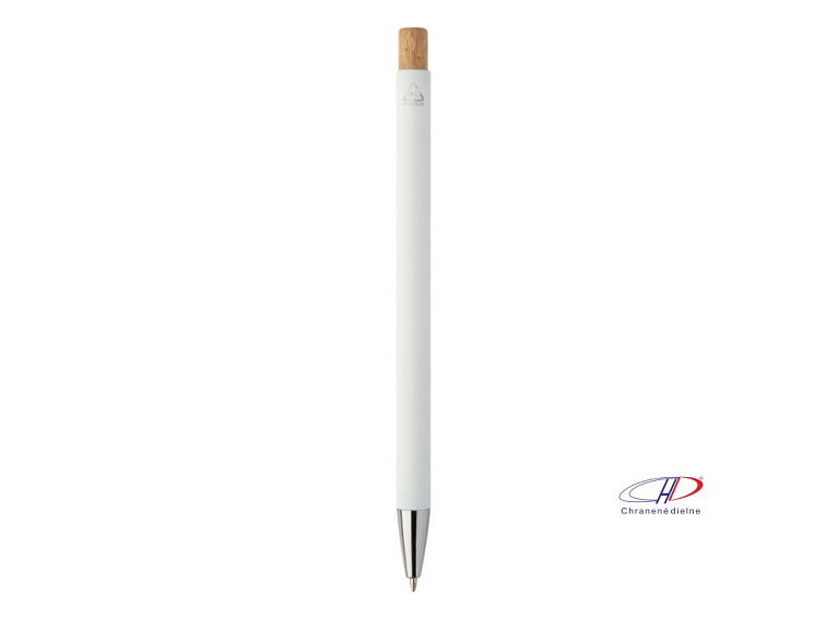 Pogumované pero z recyklovaného hliníka (modrá náplň) , white