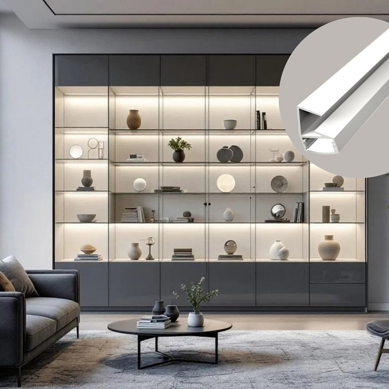2m LED profile GLASS SHELF WHITE