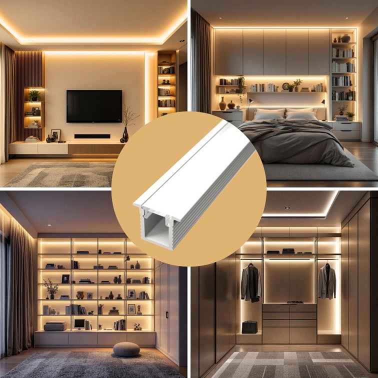 2m Slim RECESSED LED profile WHITE