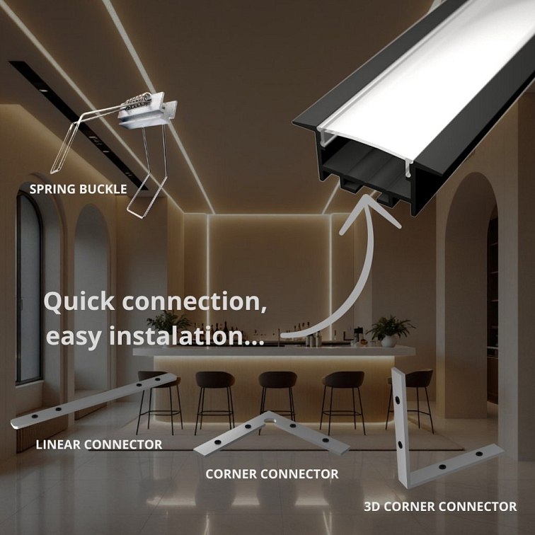 2m LED profile RECESSED 20 BLACK