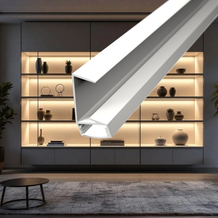 2m LED profile WOODEN SHELF WHITE