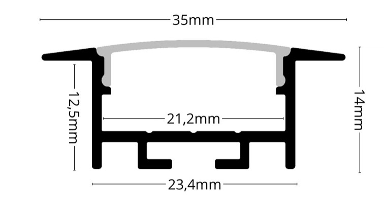 2m LED profile RECESSED 20 WHITE