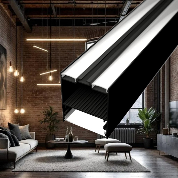 2m LED profile SUSPENDED 1 NEW BLACK