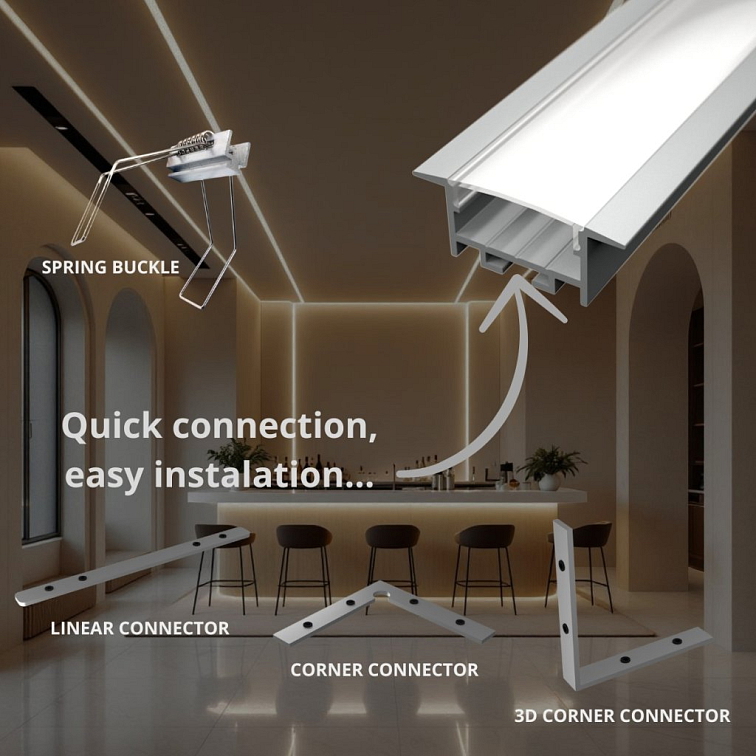 2m LED profile RECESSED 20