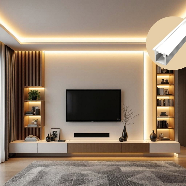 2m Slim RECESSED LED profile WHITE