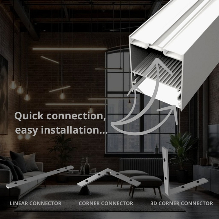 2m LED profile SUSPENDED 1 NEW WHITE