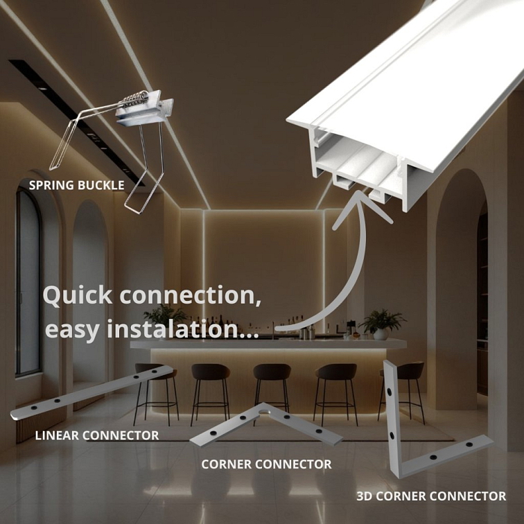 2m LED profile RECESSED 20 WHITE