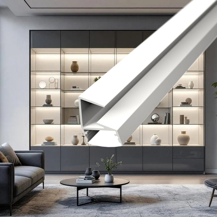 2m LED profile GLASS SHELF WHITE
