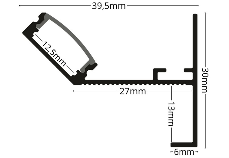 2m LED profil strop na hranou bílé