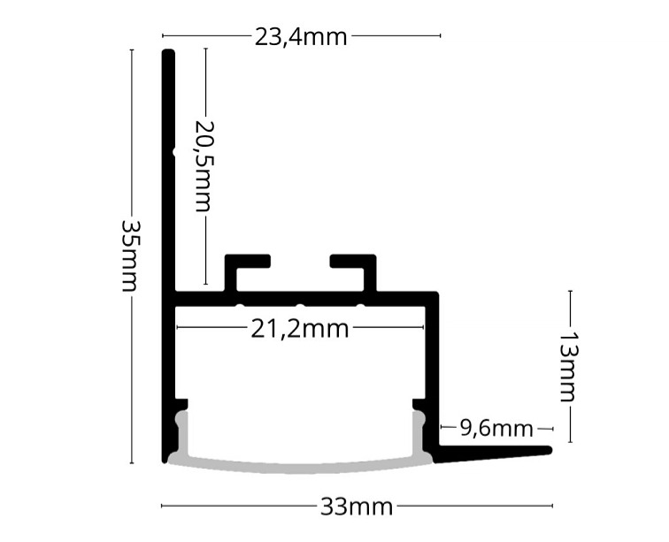 2m LED profile RECESSED 7 NEW WHITE