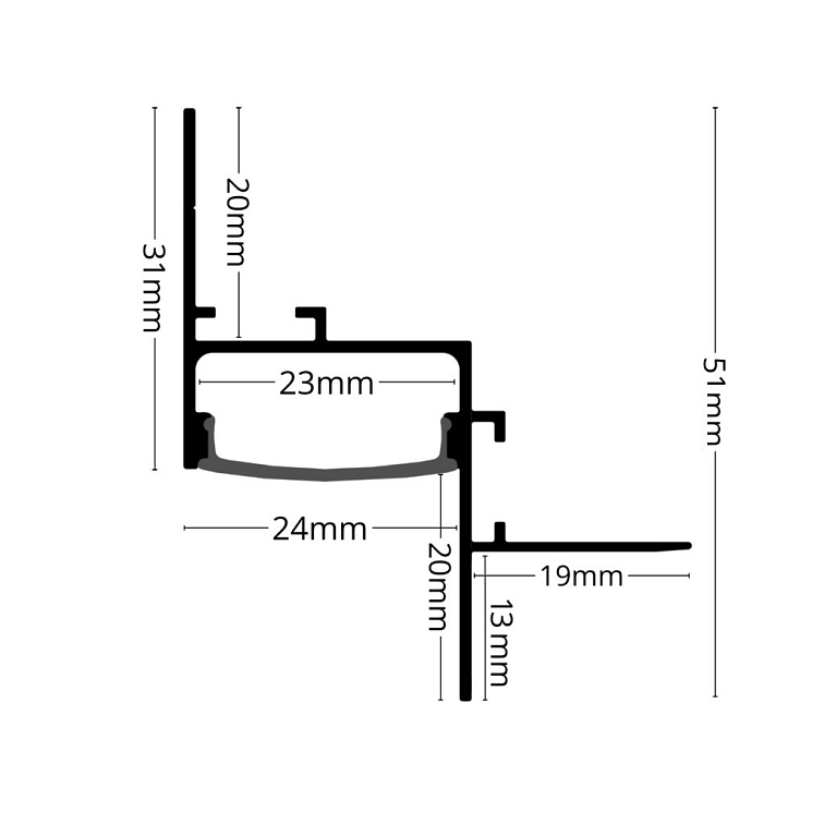 2m LED profile WALL-GLOW FULL