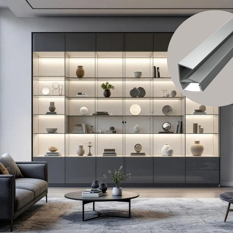 2m LED profile GLASS SHELF