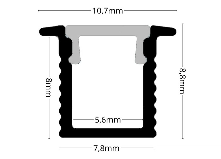 2m Slim RECESSED LED profile WHITE
