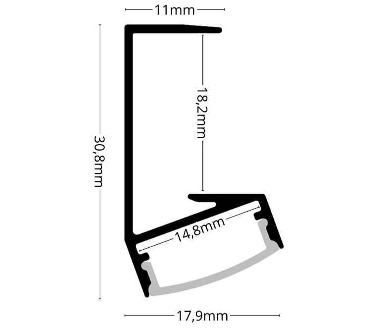 2m LED profile WOODEN SHELF WHITE