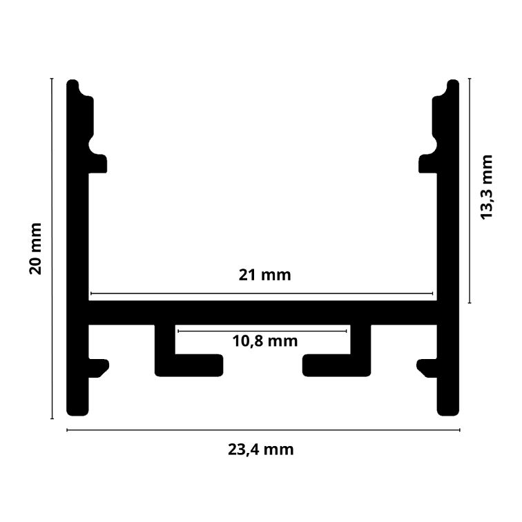 2m LED profil POVRCH 12