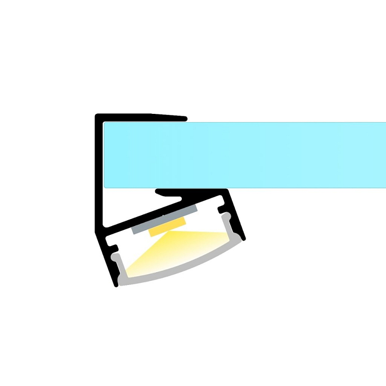 2m LED profile GLASS SHELF BLACK