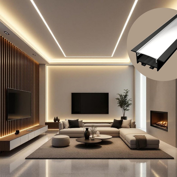 2m LED profile RECESSED 20 BLACK