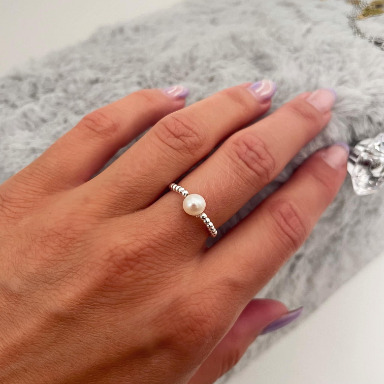 Prsten Korálkový se sladkovodní perlou stříbro 925